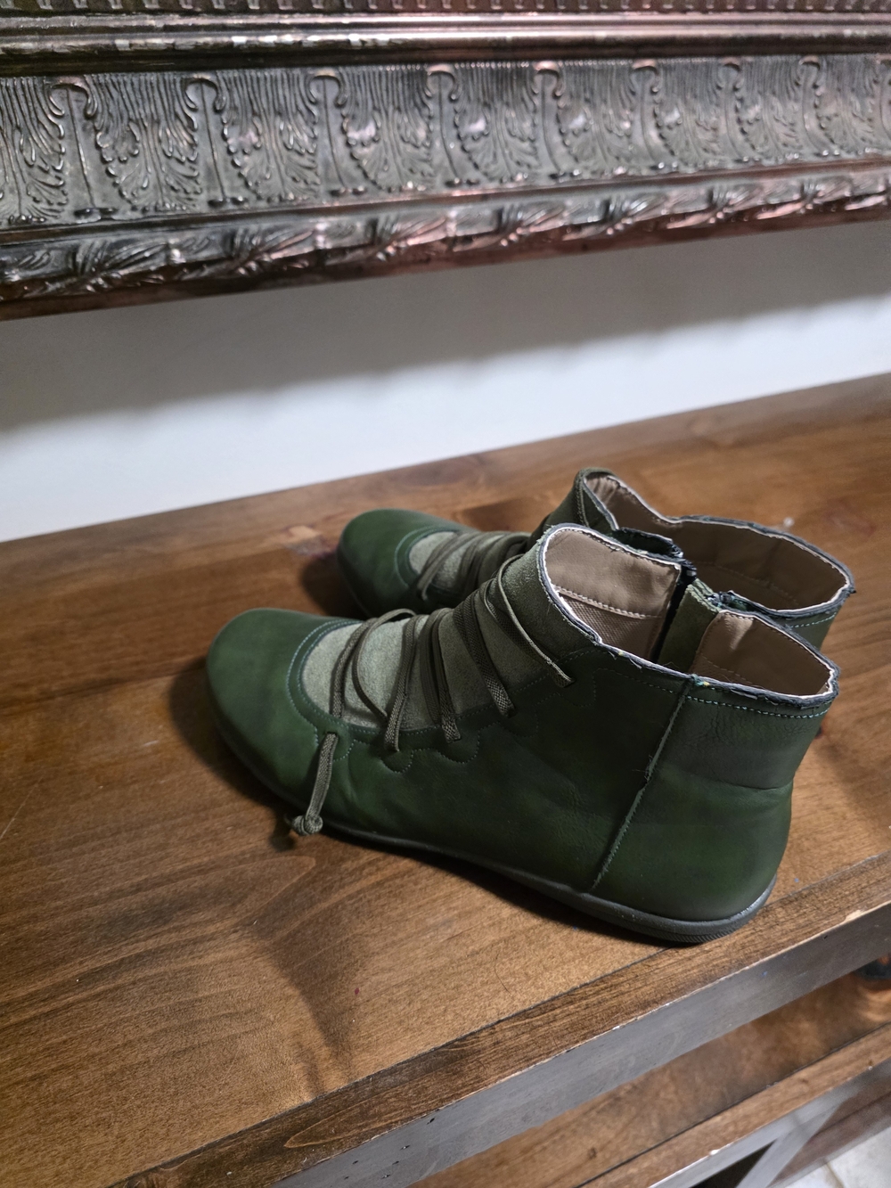 Women's Green Lace-Up Ankle Booties - Stylish Everyday Comfort